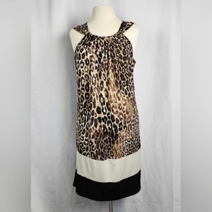 Women's First Glance Sleeveless Leopard Print Dress Size L